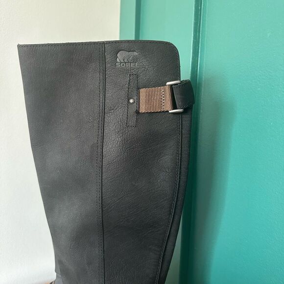 Sorel Women’s Lolla Tall Black/Mud Leather Waterproof Boots - Picture 7 of 14